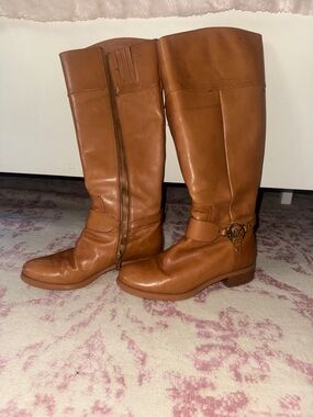 Michael Kors Tan Leather Over-the-Knee Riding Boots